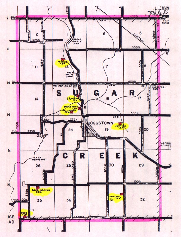 Shelby County Indiana History & Genealogy Township and Neighboring Counties map