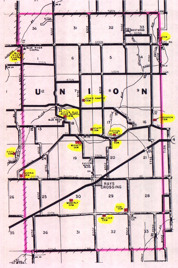 Shelby County Indiana History & Genealogy Township and Neighboring Counties map